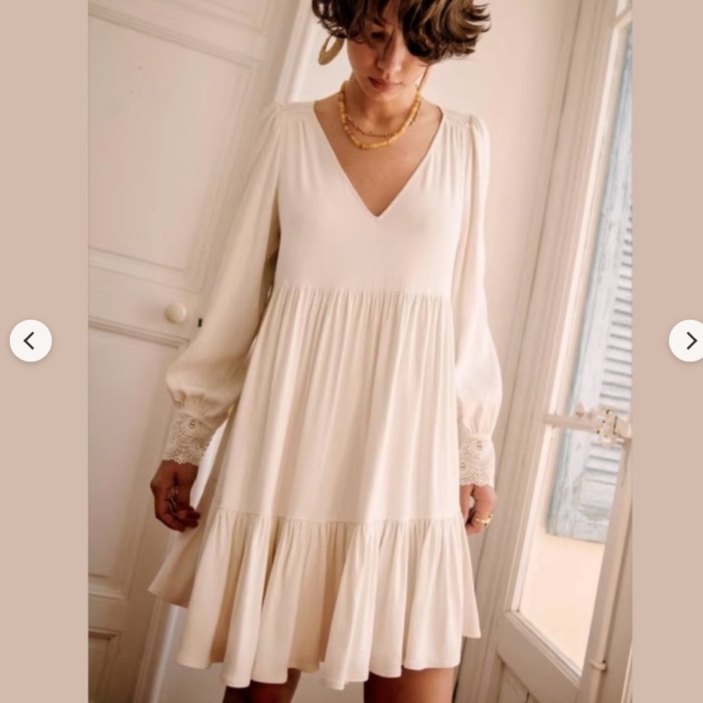 Sezane aurena mini dress with lace cuffs nwot